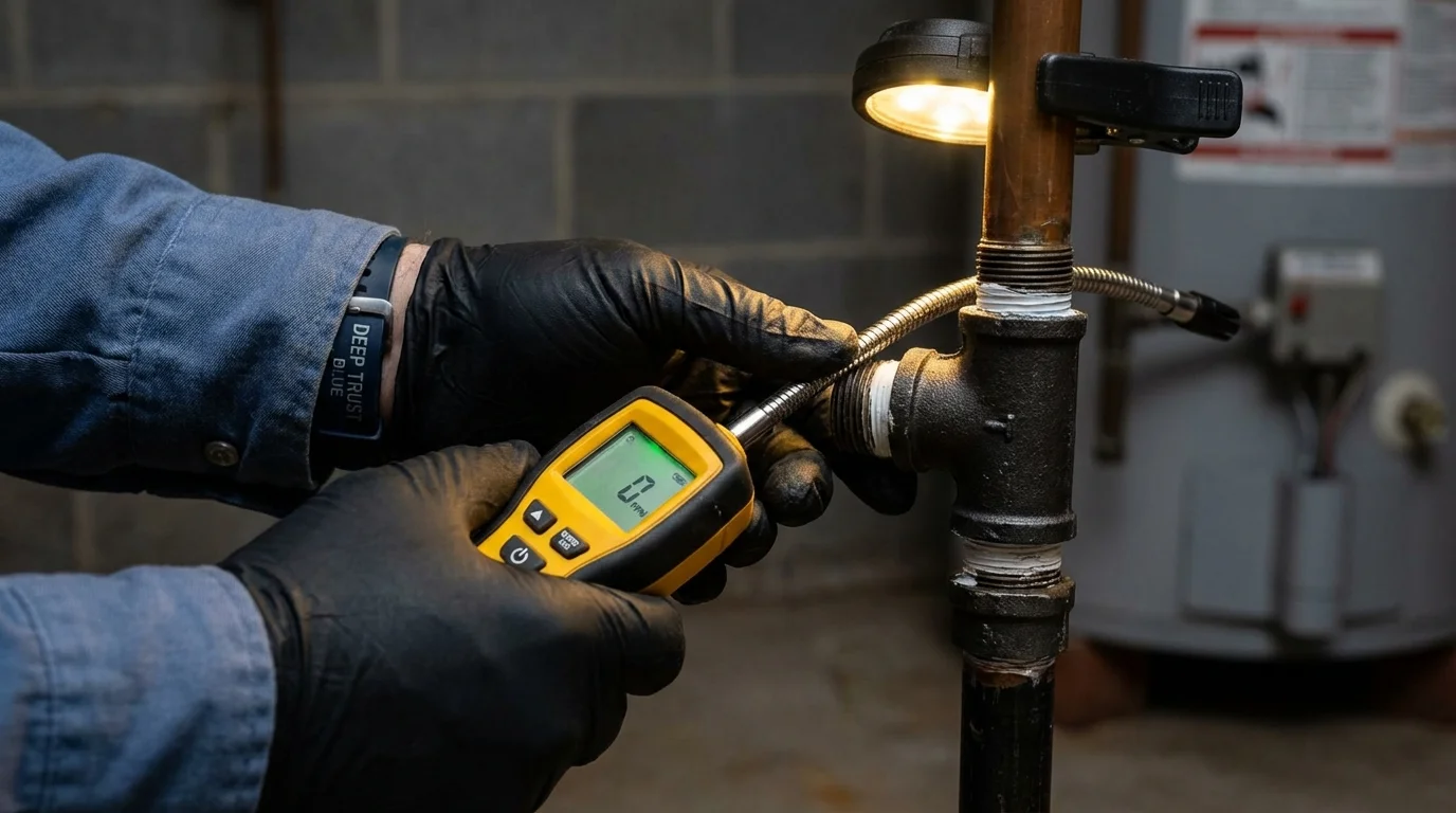 Gas leak detection with electronic sniffer by Johns Plumbing LLC in Holloman Air Force Base