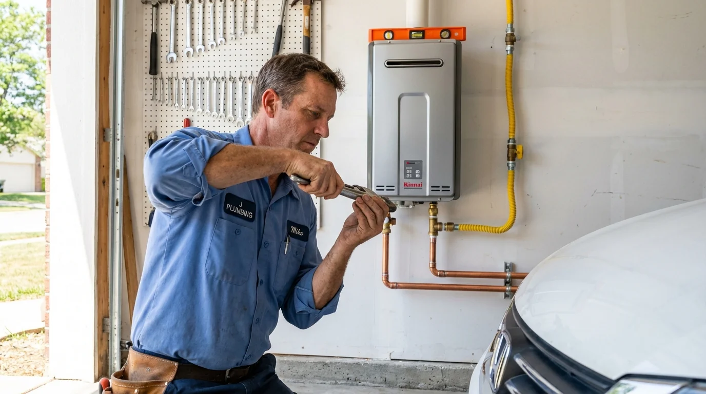 Tankless water heater installation by a Johns Plumbing LLC plumber in Holloman Air Force Base